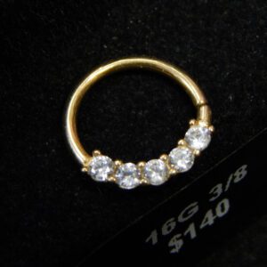 gold piercing 140 white jewels