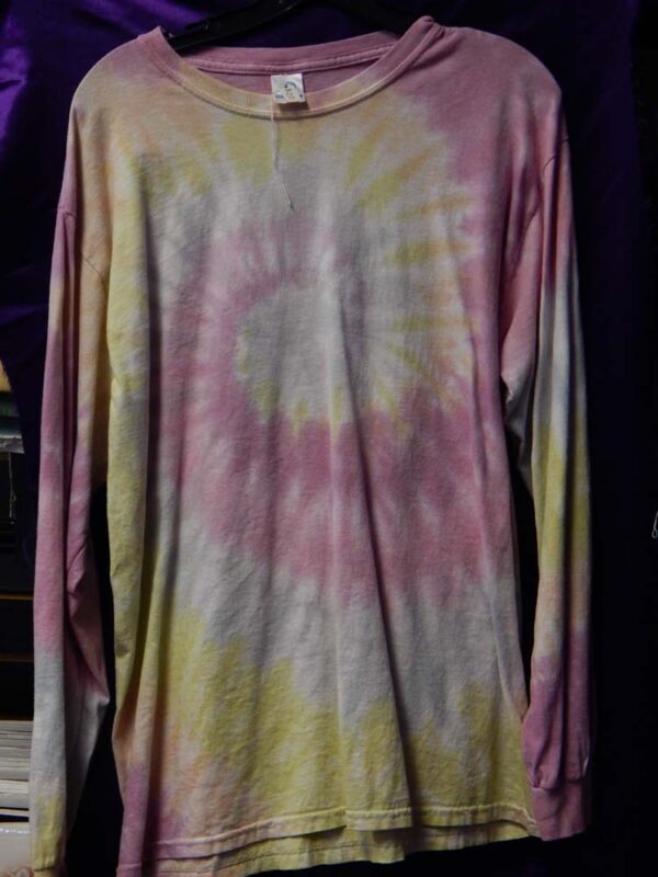 Large Long Sleeved Spiral Pink-Yellow Tie Dye Shirt