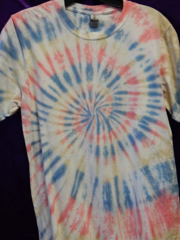 Medium Pink-White-Blue Spiral Tie-Dye Shirt