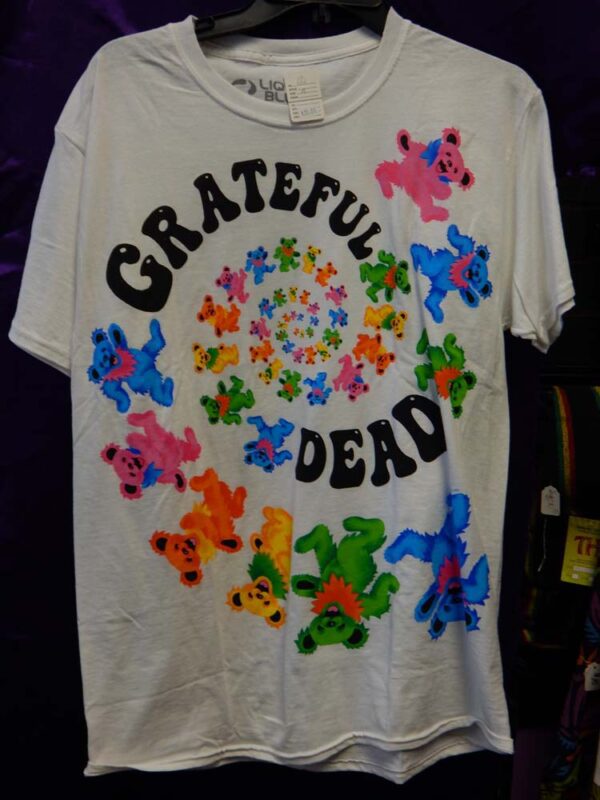 Medium White Grateful Dead Bear Spiral Shirt