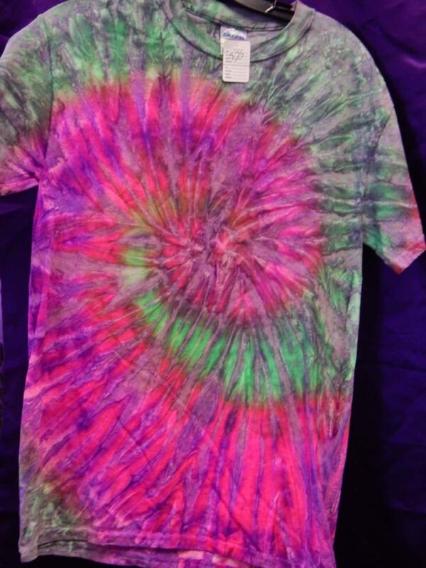 Small Purple-Green Spiral Tie Dye T-Shirt