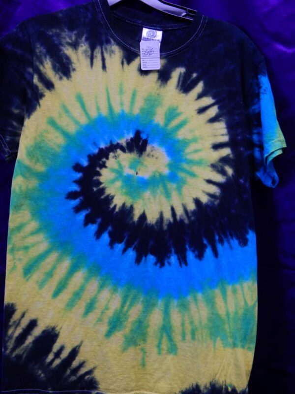 Small Blue-Yellow Spiral Tie Dye Shirt